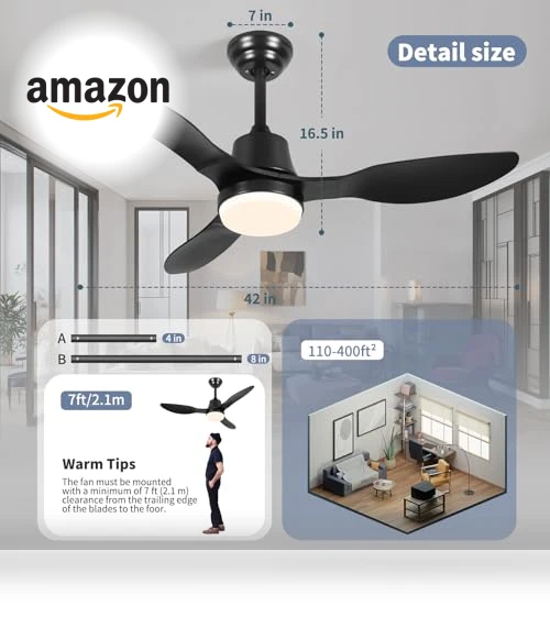 Smart Ceiling Fan with Light — Ceiling Fan Wall Controls, LINJO