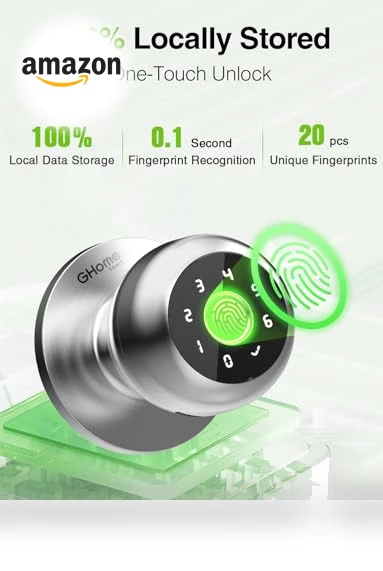 Smart Door Knob Fingerprint Door Lock — Smart Home Security, GHome Smart