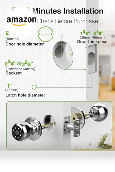 Smart Door Knob Fingerprint Door Lock — Smart Home Security, GHome Smart