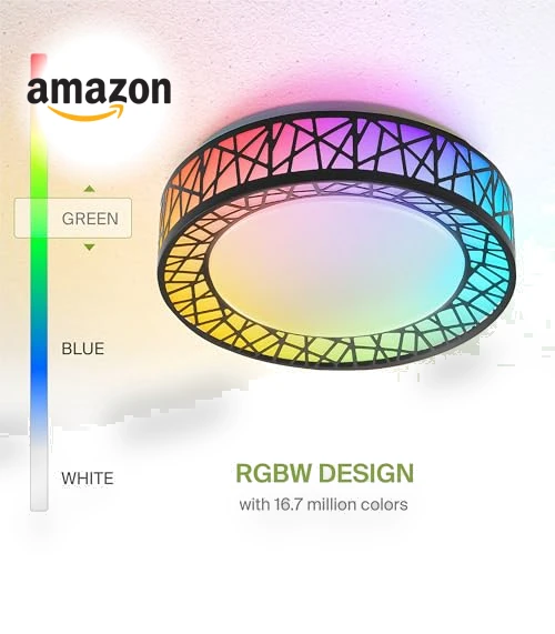 Smart RGBW Flush Mount Ceiling Light — LED, ASD