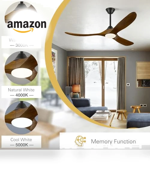 Wood Ceiling Fan with Light — Ceiling Fan Wall Controls, WANGOFUN