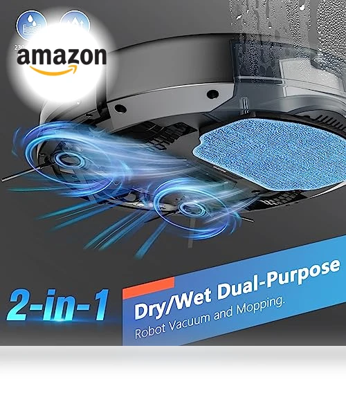 2 in 1 Robotic Vacuum Cleaner with Schedule, App/Voice — Smart Cleaning Robots, MAMNV