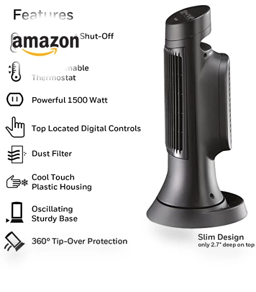 Compact Ceramic Tower Heater — Portable Heating Solutions, Honeywell