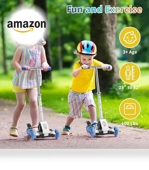 Foldable Three Wheel Lean-to-Steer Scooter for Kids — Electric Vehicles, VUGHIUA