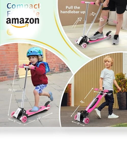 Foldable Three Wheel Lean-to-Steer Scooter for Kids — Electric Vehicles, VUGHIUA