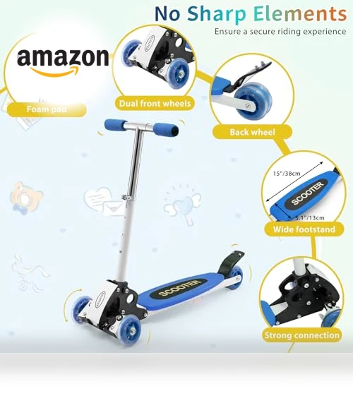 Foldable Three Wheel Lean-to-Steer Scooter for Kids — Electric Vehicles, VUGHIUA