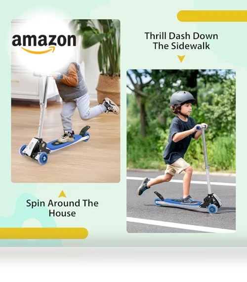 Foldable Three Wheel Lean-to-Steer Scooter for Kids — Electric Vehicles, VUGHIUA