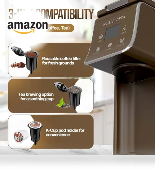 Hot And Iced Coffee Maker with Milk Frother — Coffee & Espresso Combos, NOBLE VISTA