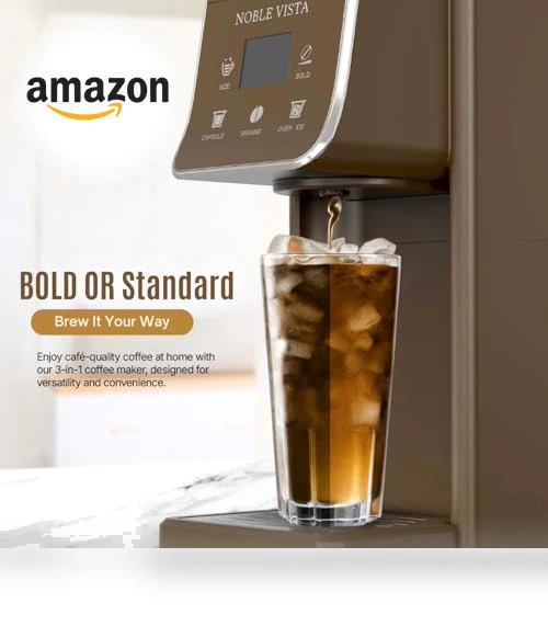 Hot And Iced Coffee Maker with Milk Frother — Coffee & Espresso Combos, NOBLE VISTA