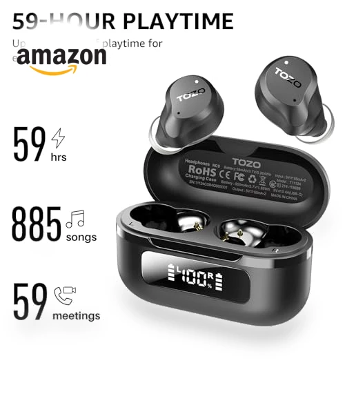 Hybrid Active Noise Cancelling Wireless Earbuds — In-Ear Headphones, TOZO