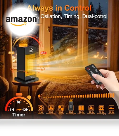 Indoor Space Heater with Humidifier and 3D Flame Effect — Portable Heating Solutions, Beautyfan