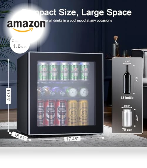 Mini Fridge Cooler - 60 Can Beverage Refrigerator — Mini Fridges, Antarctic Star