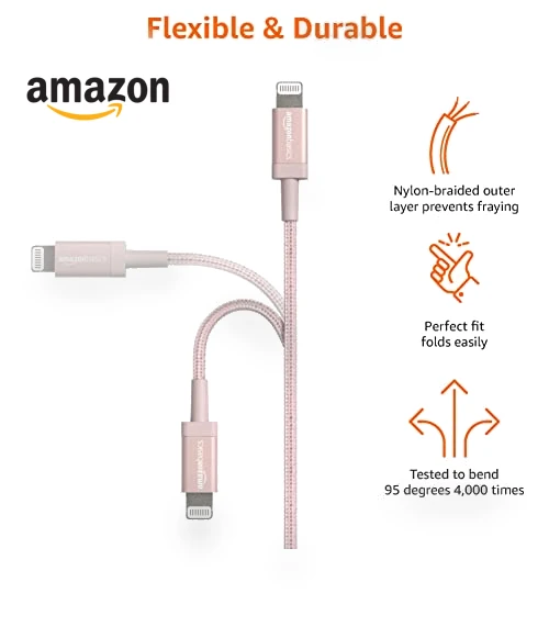 Nylon USB-A to Lightning Charger Cable — Chargers & Cables, Amazon Basics