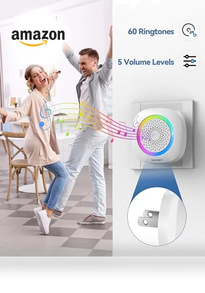 Wireless Doorbell with RGB Light — Chimes, TECKNET