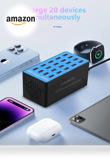 100W 20-Port USB Charging Station — Power Hubs, Shenzhen Wanlongxin Electronic Technology Co., Ltd.