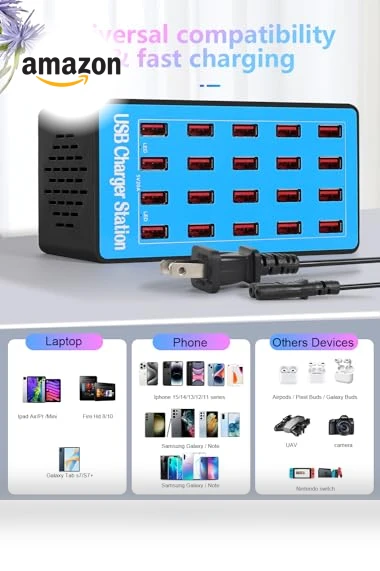 100W 20-Port USB Charging Station — Power Hubs, Shenzhen Wanlongxin Electronic Technology Co., Ltd.