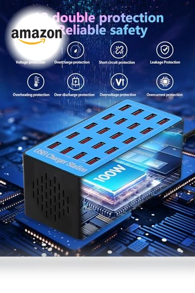 100W 20-Port USB Charging Station — Power Hubs, Shenzhen Wanlongxin Electronic Technology Co., Ltd.