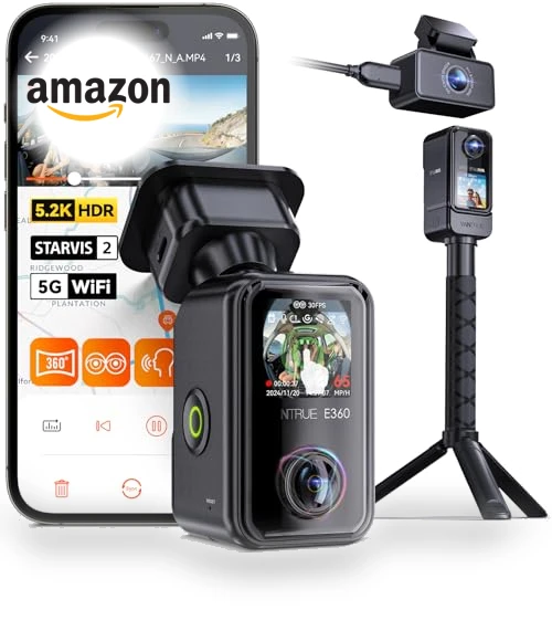 5.2K 360° Panoramic WiFi Dash Cam — Rearview Cameras for Cars, VANTRUE