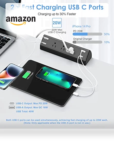 Desk Clamp Power Strip USB C — Power Solutions & Surge Protection, Jgstkcity
