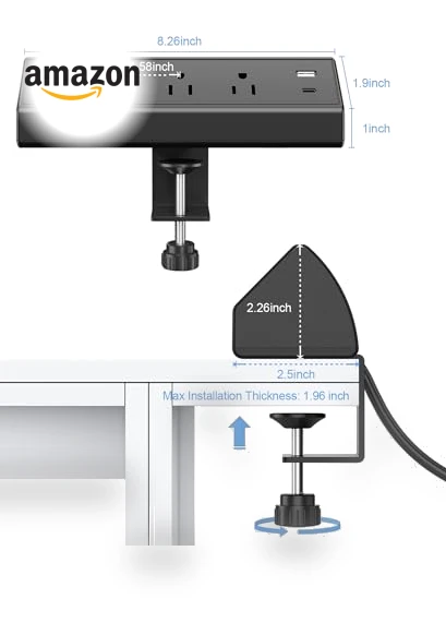 Desk Clamp Power Strip USB C — Power Solutions & Surge Protection, Jgstkcity