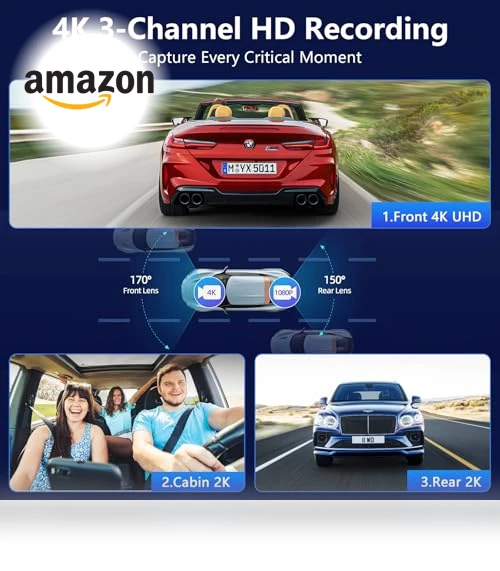 Front and Rear Dash Cam with 3.69” IPS Display — Dashboard Cameras, RUILIXIN
