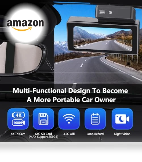 Front and Rear Dash Cam with 3.69” IPS Display — Dashboard Cameras, RUILIXIN