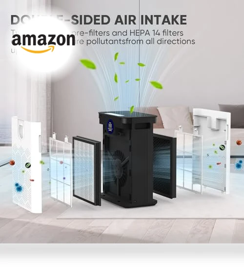 Large Room Air Purifier with H14 True HEPA Filter — Activated Carbon Air Purifiers, DAYETTE