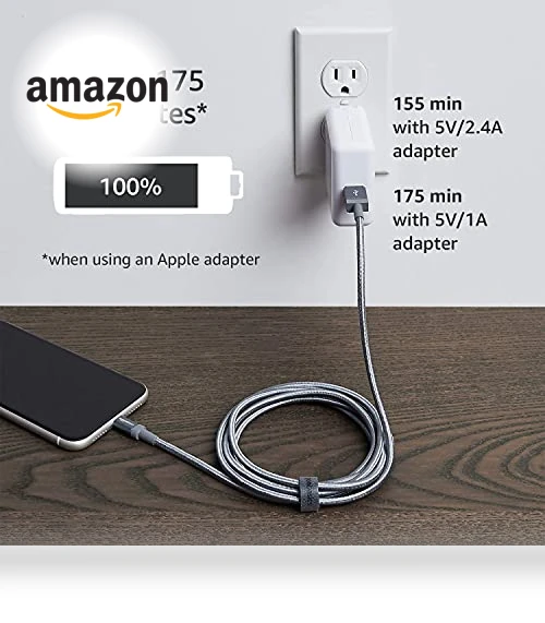 Nylon USB-A to Lightning Charger Cable — Chargers & Cables, Amazon Basics