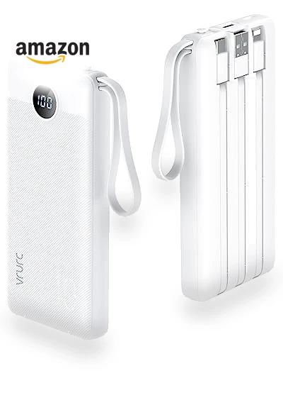 Portable Charger Power Bank with Built-in Cables — Charging Solutions, VRURC