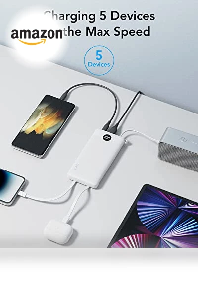 Portable Charger Power Bank with Built-in Cables — Charging Solutions, VRURC