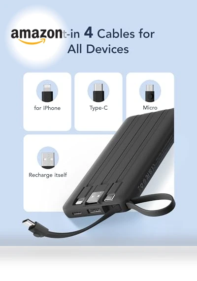Portable Charger with Built in Cables — Charging Solutions, VRURC