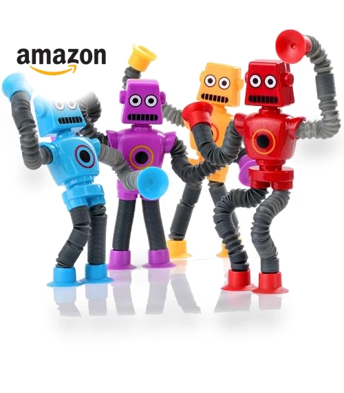 Sensory Robot Toys 4pk - Top Pop Tubes Fidget — Stress Relievers, NUTTY TOYS