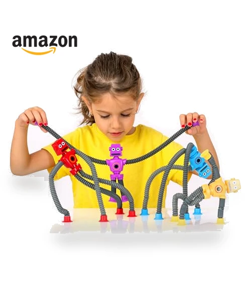 Sensory Robot Toys 4pk - Top Pop Tubes Fidget — Stress Relievers, NUTTY TOYS