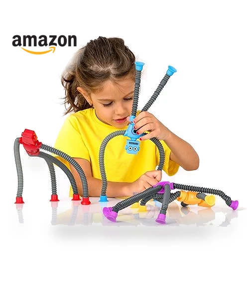 Sensory Robot Toys 4pk - Top Pop Tubes Fidget — Stress Relievers, NUTTY TOYS
