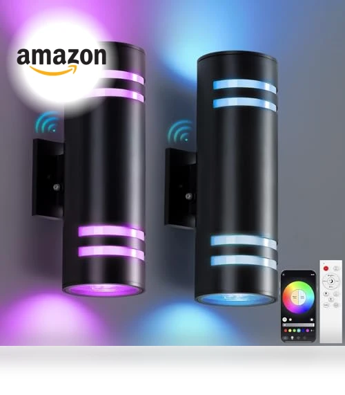 Smart Dusk to Dawn Outdoor Lighting RGB Color Changing Porch Lights — Outdoor Security & Flood Lighting, KIZON