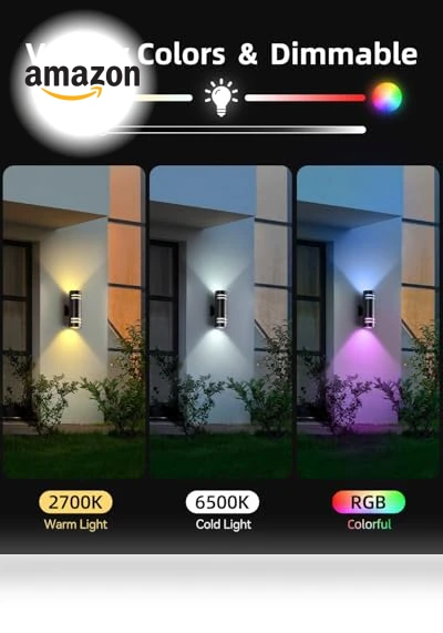 Smart Dusk to Dawn Outdoor Lighting RGB Color Changing Porch Lights — Outdoor Security & Flood Lighting, KIZON