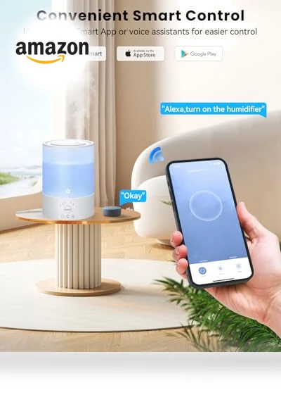 Smart WiFi Air Humidifier with Diffuser and Nightlight — Air Moisturizers, Esemoil