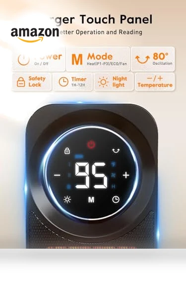 Touch Panel Space Heater — Home Climate Control, GiveBest