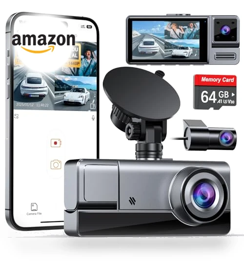 Triple Channel Dash Cam with WiFi 6 — Rearview Cameras for Cars, Icesky