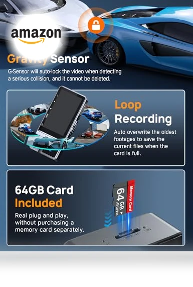 Triple Channel Dash Cam with WiFi 6 — Rearview Cameras for Cars, Icesky