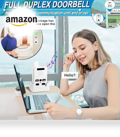 Wireless Doorbell System & Full Duplex Intercom — Chimes, UHAXZ