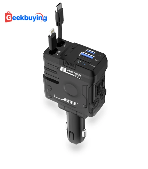 4 in 1 Car Phone Charger with Retractable Cable — Vehicle Power Solutions, A1