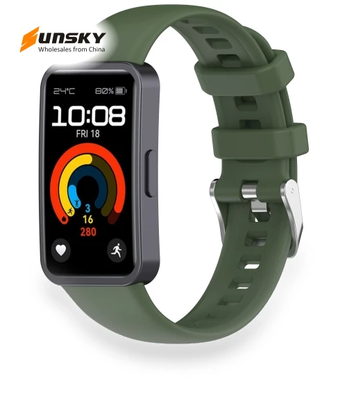 Silver Steel Buckle Soft Silicone Watch Band — Watch Straps & Bands, Huawei