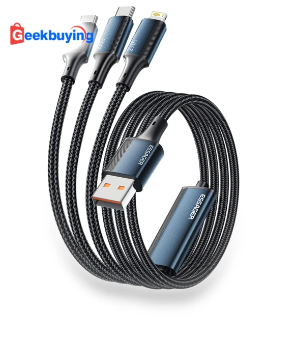 100W 3 in 1 USB A to USB C, Lightning, Micro Data Cable — Cables, ESSAGER
