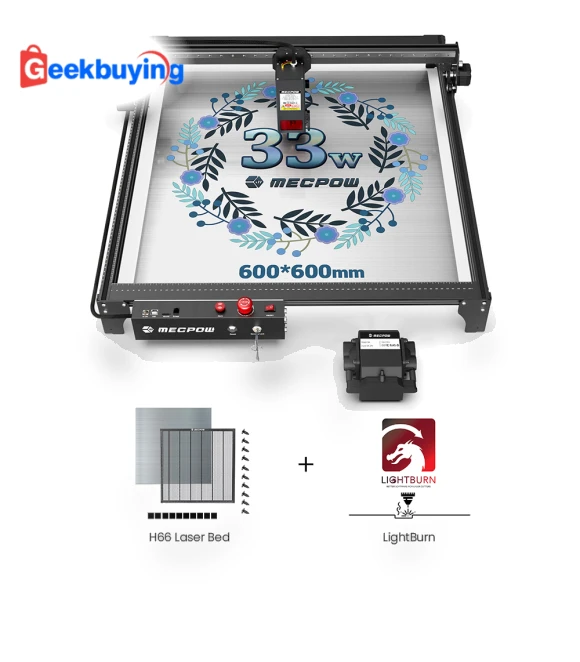 33W Laser with H66 Laser Bed and LightBurn License — Engraving Equipment & Accessories, Mecpow