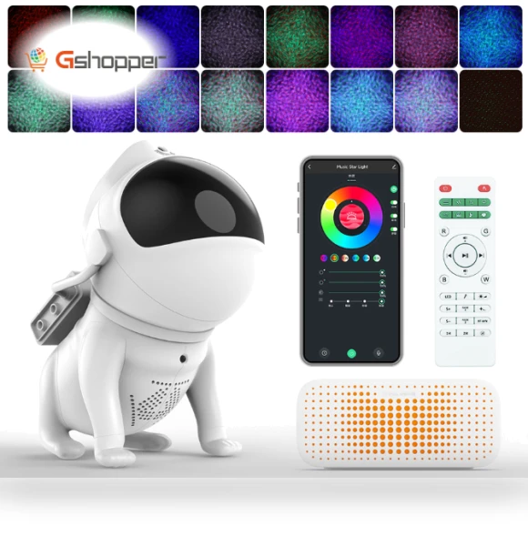 Astronaut Space Dog Bluetooth Speaker with Star Projection Light — Outdoor Light Projectors