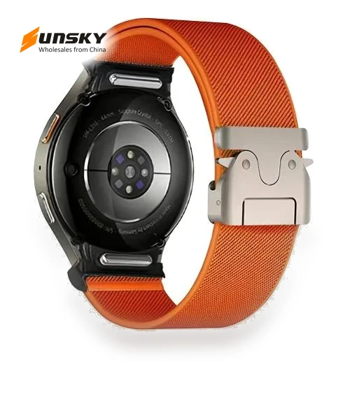 Press Button Connector Parachute Buckle Elastic Nylon Watch Band — Watch Straps & Bands, Samsung