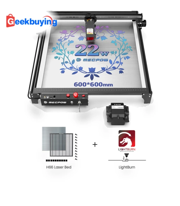 22W Laser with H66 Laser Bed and LightBurn License — Engraving Equipment & Accessories, Mecpow