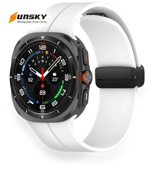 Groove Style Folding Magnetic Buckle Silicone Watch Band — Watch Accessories, Samsung