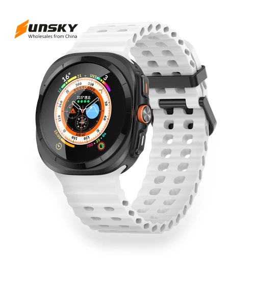 Ocean Dual Row Hole Silicone Watch Band — Smartwatch Straps, Samsung
